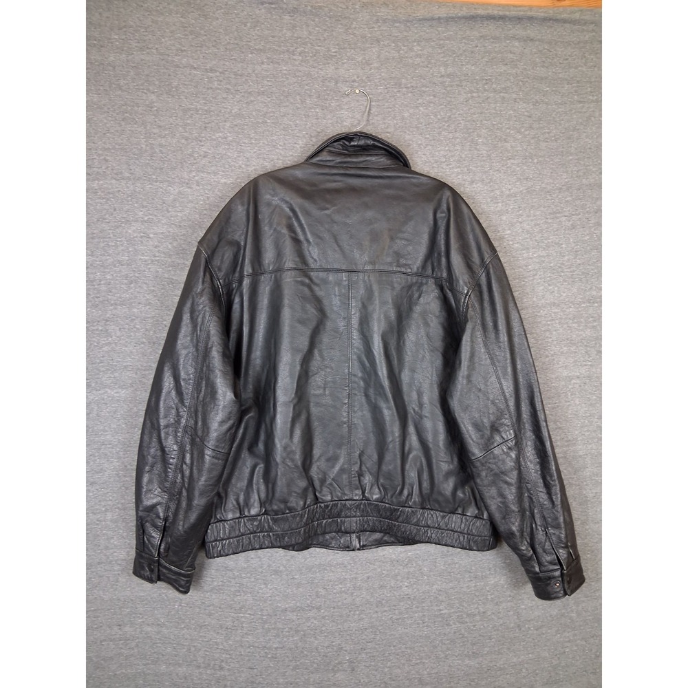 St Johns Bay Mens Jacket 2XL Black Leather Bomber Motorcycle Y2K VTG Classic - Picture 9 of 10